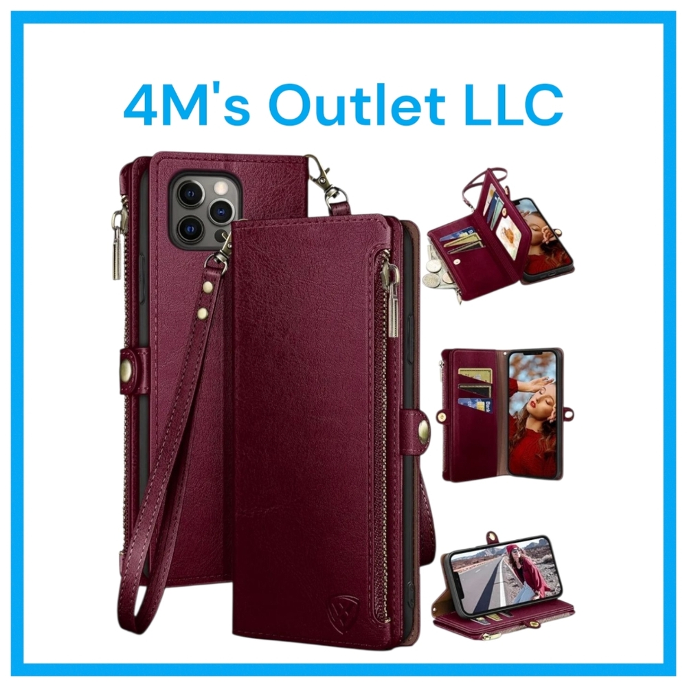 Elegant Burgundy Wallet Case for iPhone